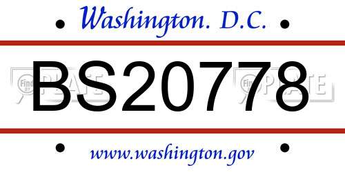 BS20778 District Of Columbia License Plate