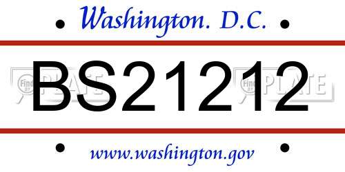 BS21212 District Of Columbia License Plate