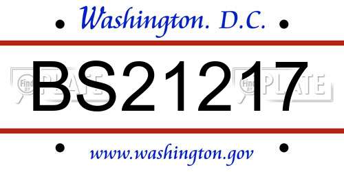 BS21217 District Of Columbia License Plate
