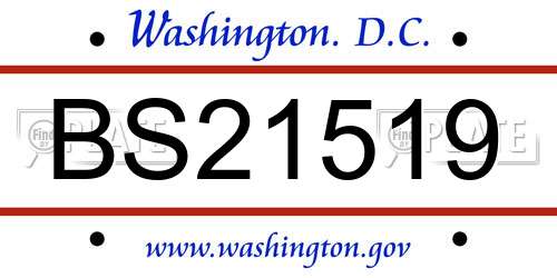 BS21519 District Of Columbia License Plate