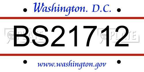 BS21712 District Of Columbia License Plate