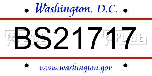 BS21717 District Of Columbia License Plate