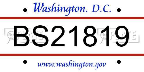BS21819 District Of Columbia License Plate