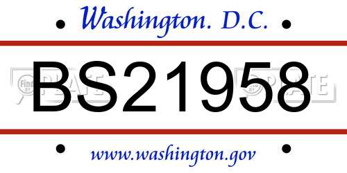 BS21958 District Of Columbia License Plate