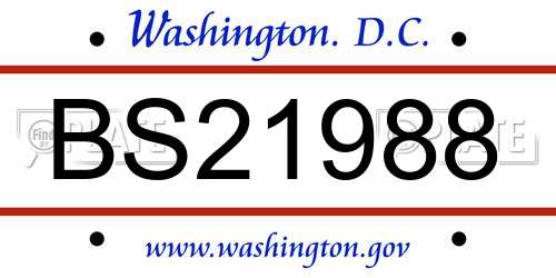 BS21988 District Of Columbia License Plate