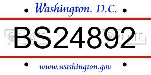 BS24892 District Of Columbia License Plate