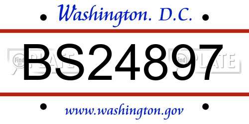BS24897 District Of Columbia License Plate