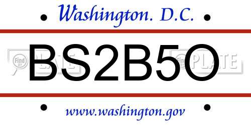 BS2B5O District Of Columbia License Plate