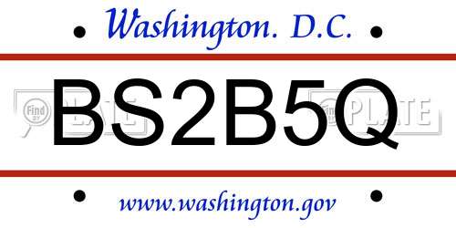 BS2B5Q District Of Columbia License Plate