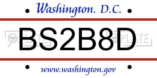 BS2B8D District Of Columbia License Plate