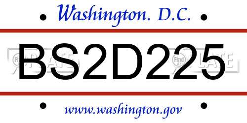 BS2D225 District Of Columbia License Plate