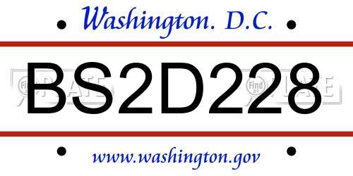 BS2D228 District Of Columbia License Plate