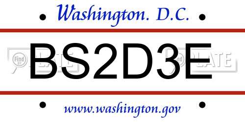BS2D3E District Of Columbia License Plate