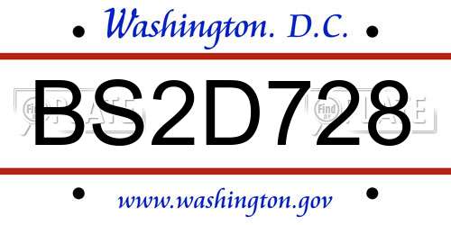 BS2D728 District Of Columbia License Plate