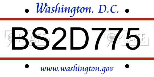 BS2D775 District Of Columbia License Plate