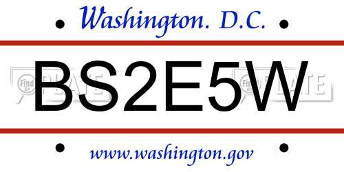 BS2E5W District Of Columbia License Plate
