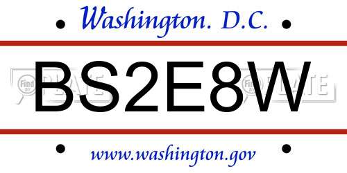 BS2E8W District Of Columbia License Plate
