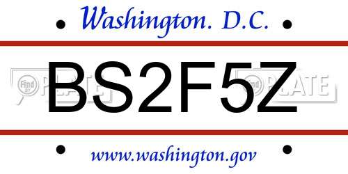 BS2F5Z District Of Columbia License Plate
