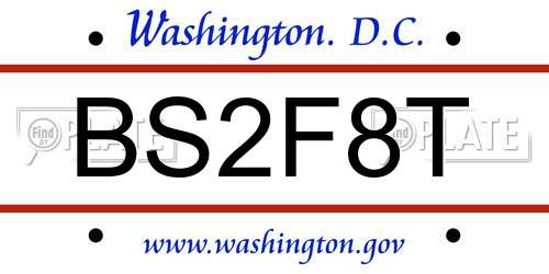 BS2F8T District Of Columbia License Plate