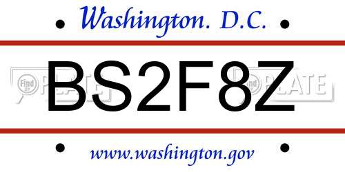 BS2F8Z District Of Columbia License Plate