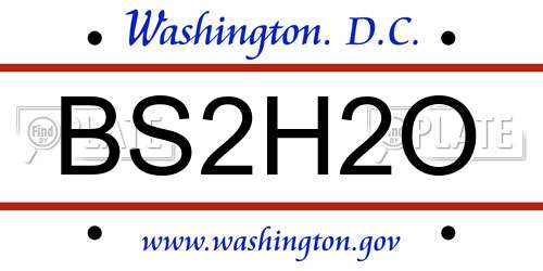 BS2H2O District Of Columbia License Plate