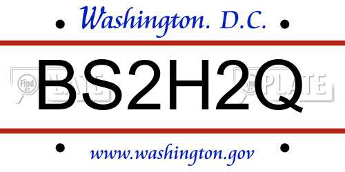 BS2H2Q District Of Columbia License Plate