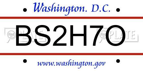 BS2H7O District Of Columbia License Plate