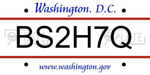 BS2H7Q District Of Columbia License Plate
