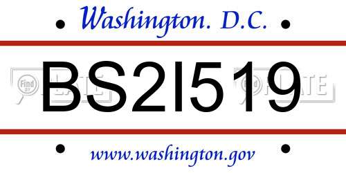 BS2I519 District Of Columbia License Plate