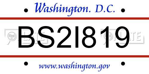 BS2I819 District Of Columbia License Plate