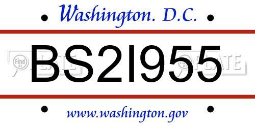 BS2I955 District Of Columbia License Plate
