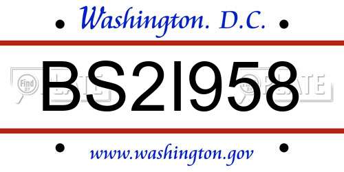 BS2I958 District Of Columbia License Plate