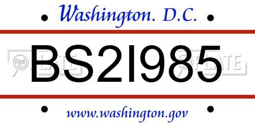 BS2I985 District Of Columbia License Plate
