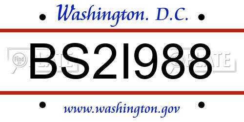 BS2I988 District Of Columbia License Plate