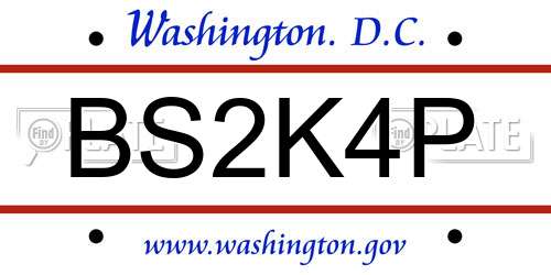 BS2K4P District Of Columbia License Plate