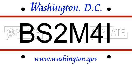 BS2M4I District Of Columbia License Plate