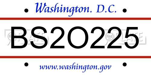 BS2O225 District Of Columbia License Plate