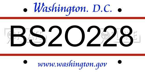 BS2O228 District Of Columbia License Plate