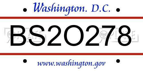 BS2O278 District Of Columbia License Plate