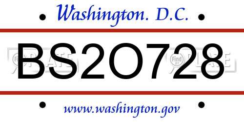 BS2O728 District Of Columbia License Plate