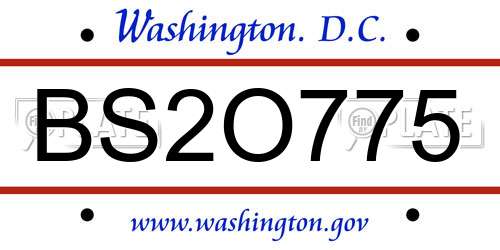 BS2O775 District Of Columbia License Plate