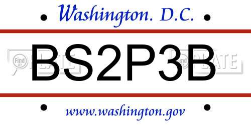 BS2P3B District Of Columbia License Plate
