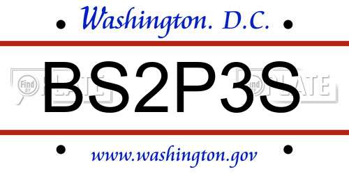 BS2P3S District Of Columbia License Plate