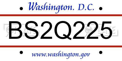 BS2Q225 District Of Columbia License Plate