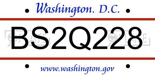 BS2Q228 District Of Columbia License Plate
