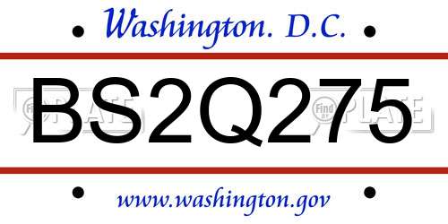 BS2Q275 District Of Columbia License Plate