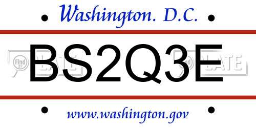 BS2Q3E District Of Columbia License Plate
