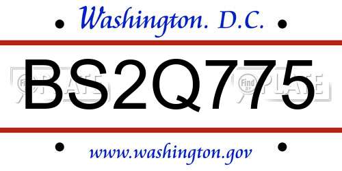 BS2Q775 District Of Columbia License Plate