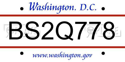 BS2Q778 District Of Columbia License Plate