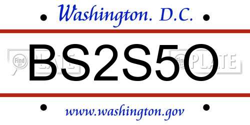 BS2S5O District Of Columbia License Plate
